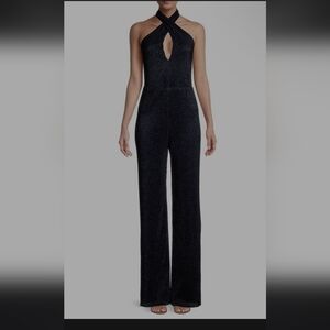 Black Halo Halter Blue Jumpsuit
